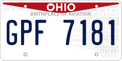 OH license plate GPF7181