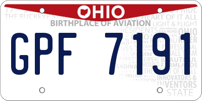 OH license plate GPF7191
