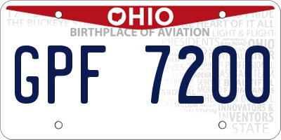OH license plate GPF7200