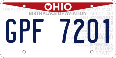 OH license plate GPF7201