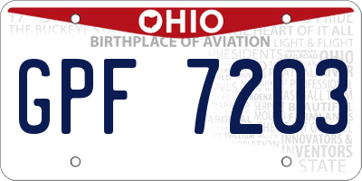 OH license plate GPF7203