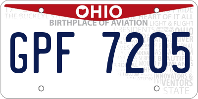 OH license plate GPF7205