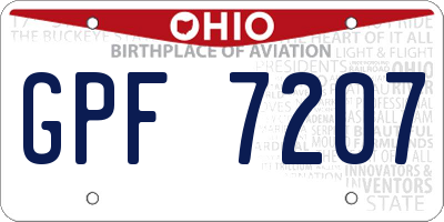 OH license plate GPF7207