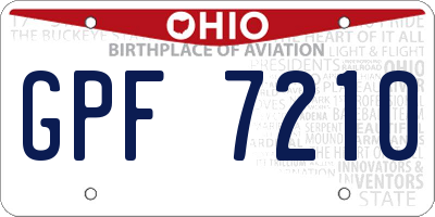 OH license plate GPF7210