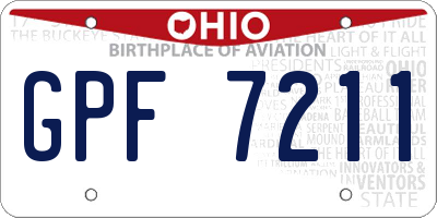 OH license plate GPF7211