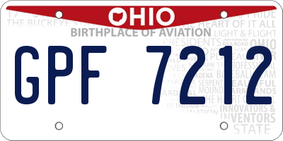 OH license plate GPF7212