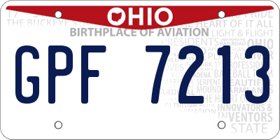OH license plate GPF7213