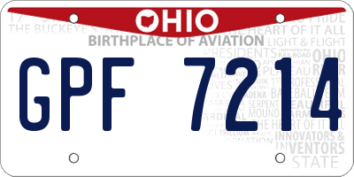 OH license plate GPF7214