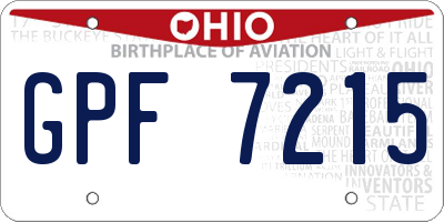 OH license plate GPF7215