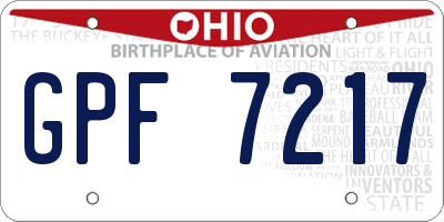 OH license plate GPF7217