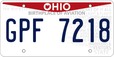 OH license plate GPF7218