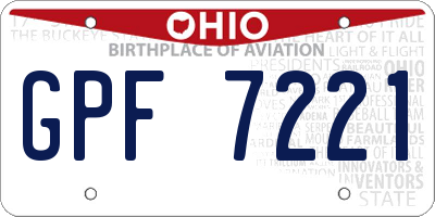 OH license plate GPF7221