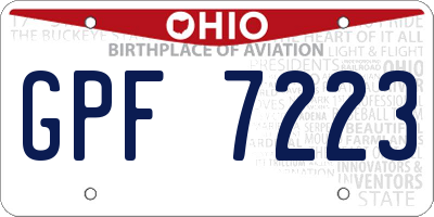 OH license plate GPF7223