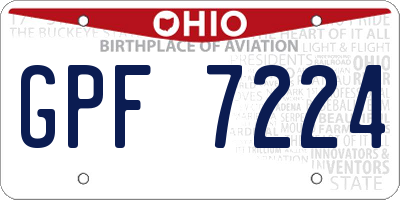 OH license plate GPF7224