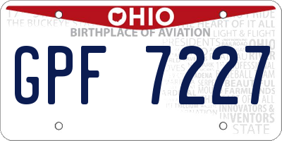 OH license plate GPF7227
