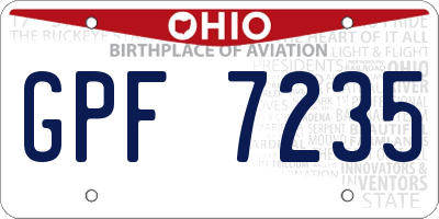 OH license plate GPF7235