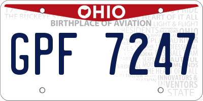 OH license plate GPF7247