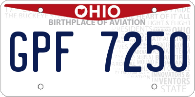 OH license plate GPF7250