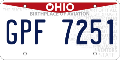 OH license plate GPF7251