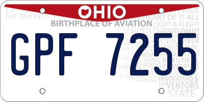 OH license plate GPF7255