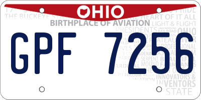 OH license plate GPF7256