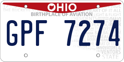 OH license plate GPF7274