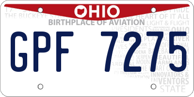 OH license plate GPF7275