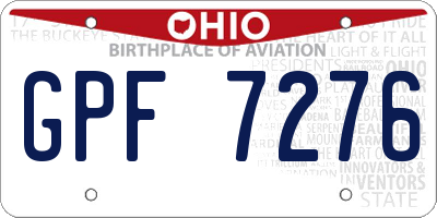 OH license plate GPF7276