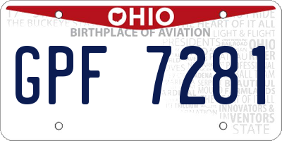 OH license plate GPF7281