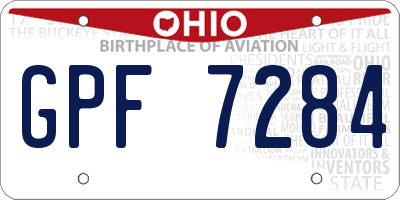 OH license plate GPF7284