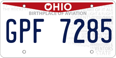 OH license plate GPF7285