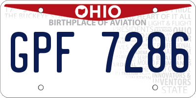 OH license plate GPF7286