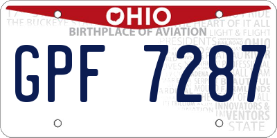 OH license plate GPF7287