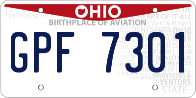 OH license plate GPF7301