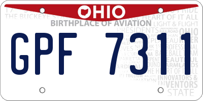 OH license plate GPF7311