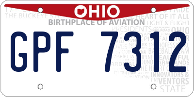 OH license plate GPF7312