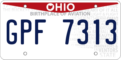 OH license plate GPF7313