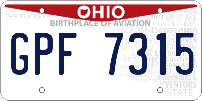 OH license plate GPF7315