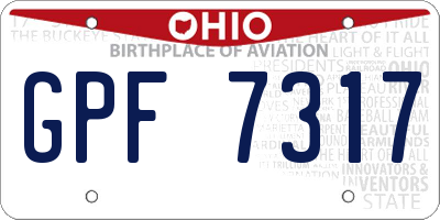 OH license plate GPF7317