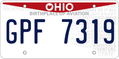 OH license plate GPF7319