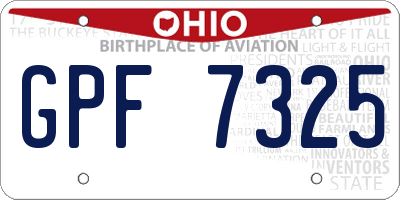 OH license plate GPF7325