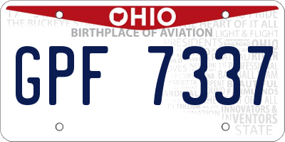 OH license plate GPF7337