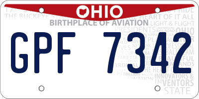 OH license plate GPF7342