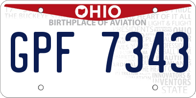 OH license plate GPF7343