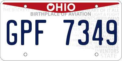 OH license plate GPF7349