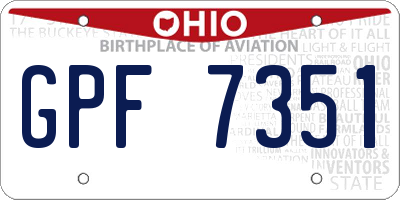 OH license plate GPF7351