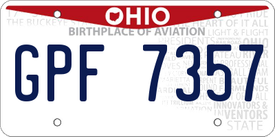 OH license plate GPF7357