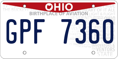 OH license plate GPF7360