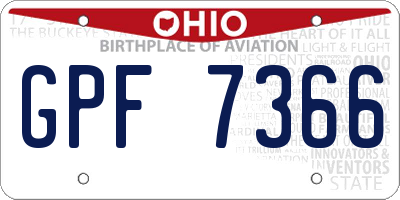 OH license plate GPF7366