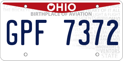 OH license plate GPF7372
